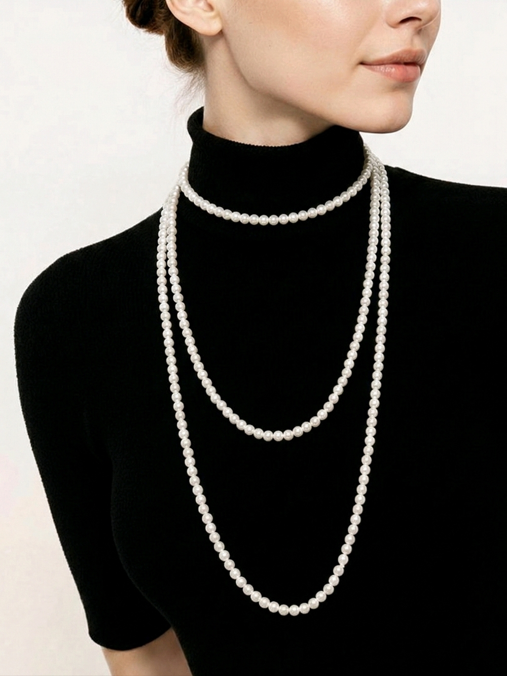 Elegant Long White Pearl Necklace 70" Wrap Style Classic Minimalist Jewelry NWT